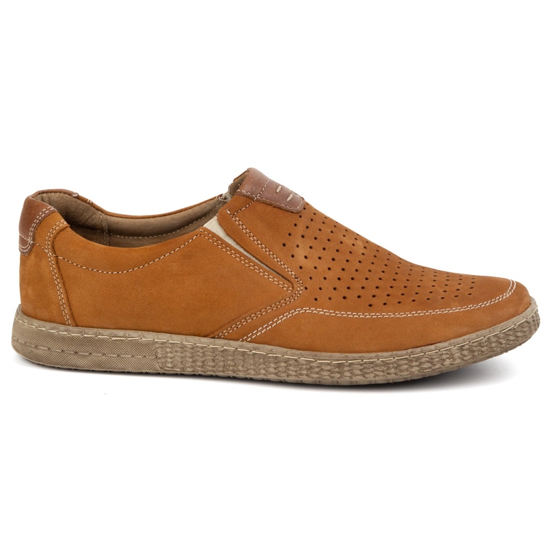 KOMODO Pantofi din piele pentru bărbați casual openwork 854/2 roșu maro