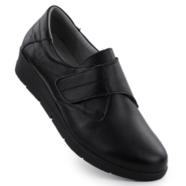 Pantofi din piele pentru femei pe pană Black Sabatina JHY202 negru