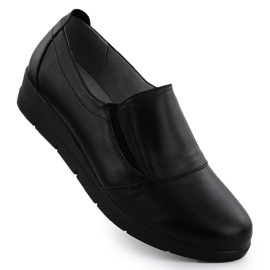 Pantofii de piele pentru femei pe panouri alunecate SABATINA JHY203 negru Pantofii de piele pentru femei pe panouri alunecate SABATINA JHY203 negru