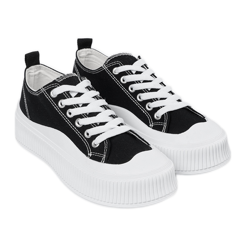 Adidași alb-negru cu talpă groasă