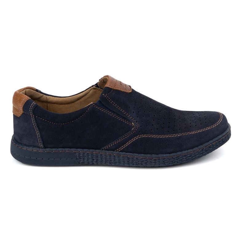 KOMODO Pantofi din piele pentru bărbați casual 854/2 albastru bleumarin