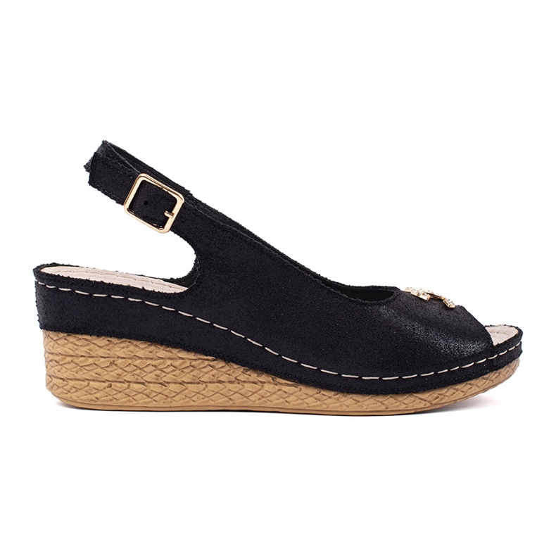 Goodin Sandale cu pană neagră cu o cataramă negru