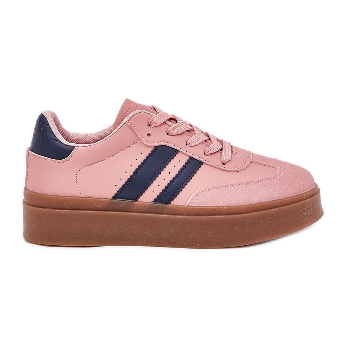 Adidași pentru femei pe platformă cu roz din piele eco