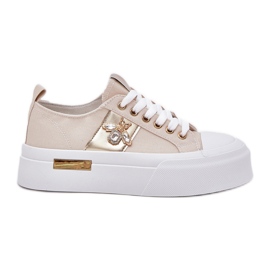 Adidași pentru femei pe platformă cu detalii decorative bej Adidași pentru femei pe platformă cu detalii decorative bej