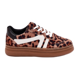 Adidași pentru femei pe platformă leopard tipărit maro