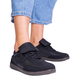 Adidași negri cu dantelă joasă negru Adidași negri cu dantelă joasă negru