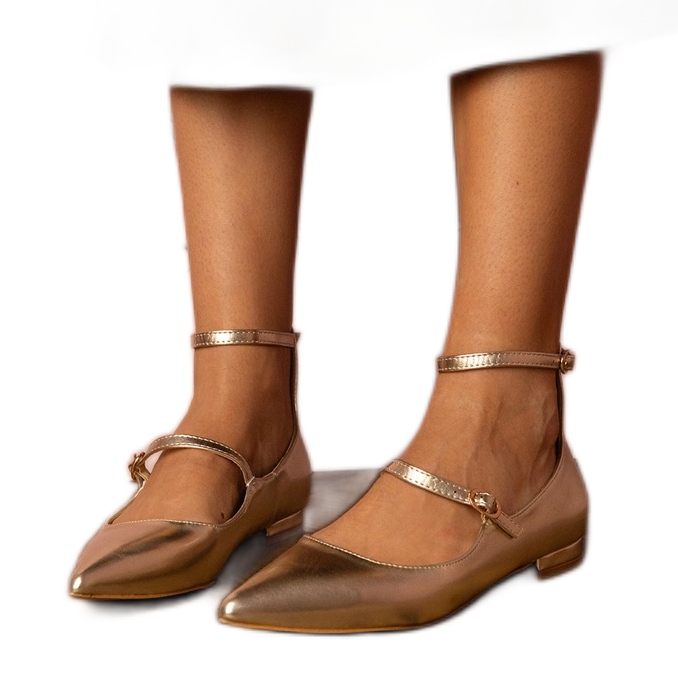 Pompe de aur cu tocuri plate cu catarame