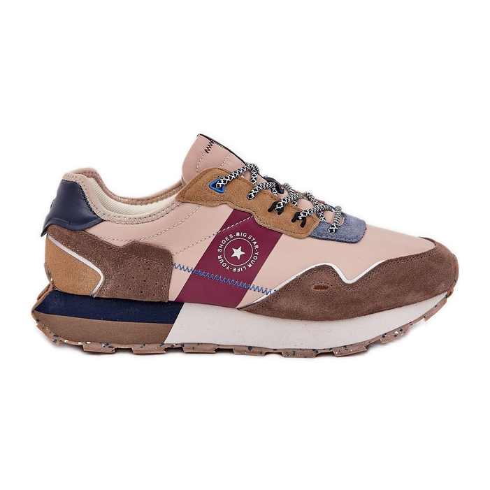 Adidași din piele de căprioară pentru bărbați pe Big Star RR174475 Sistem Hi-Polish Beige bej