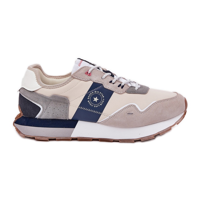 Adidași din piele de căprioară pentru bărbați pe Big Star RR174471 Platforma de sistem Hi-Polish System gri