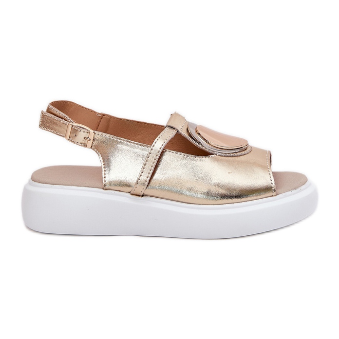 Sandale pentru femei elegante din piele S.Barski GR51-603 Zlotys de aur