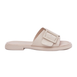 S.Barski FLIP-uri din piele pentru femei cu o cataramă bej D&A SJ2302-01 S.Barski FLIP-uri din piele pentru femei cu o cataramă bej D&A SJ2302-01
