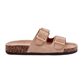 Flip -flops pentru femei cu cleme pe o talpă de plută bej Flip -flops pentru femei cu cleme pe o talpă de plută bej