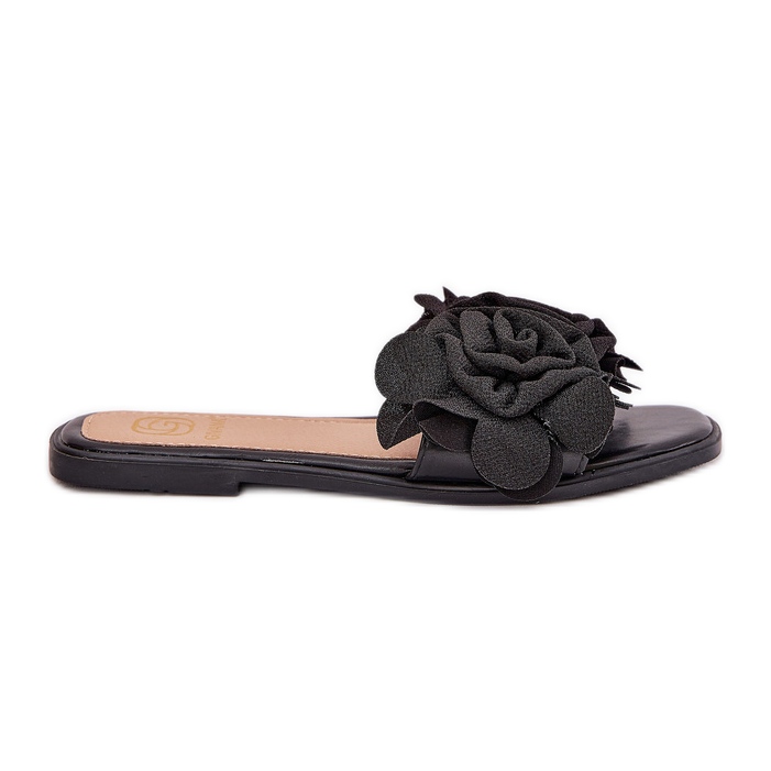 Flip -flop -uri pentru femei cu flori decorative cu flori decorative de flori negre negru Flip -flop -uri pentru femei cu flori decorative cu flori decorative de flori negre negru