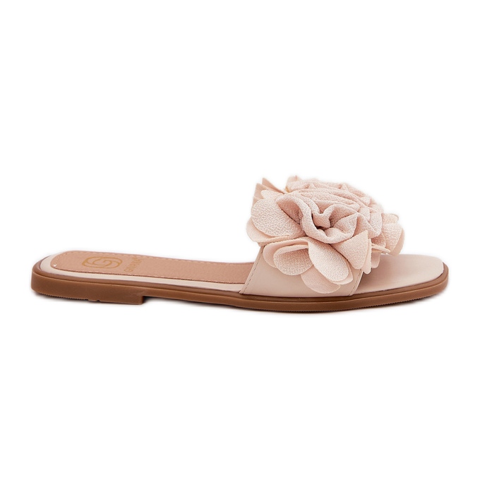 Flip -flop -uri pentru femei cu flăcări plate cu flori decorative bej