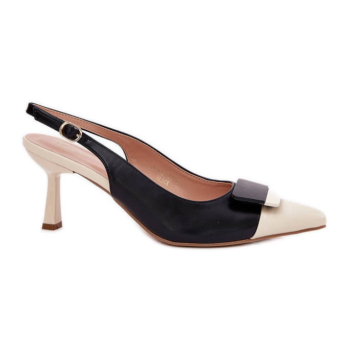 Tocuri înalte elegante cu decorare eco eco piele negru Tocuri înalte elegante cu decorare eco eco piele negru