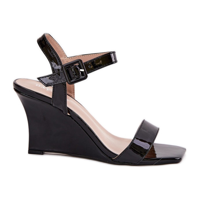 Sandale pentru femei pictate pe pană neagră negru