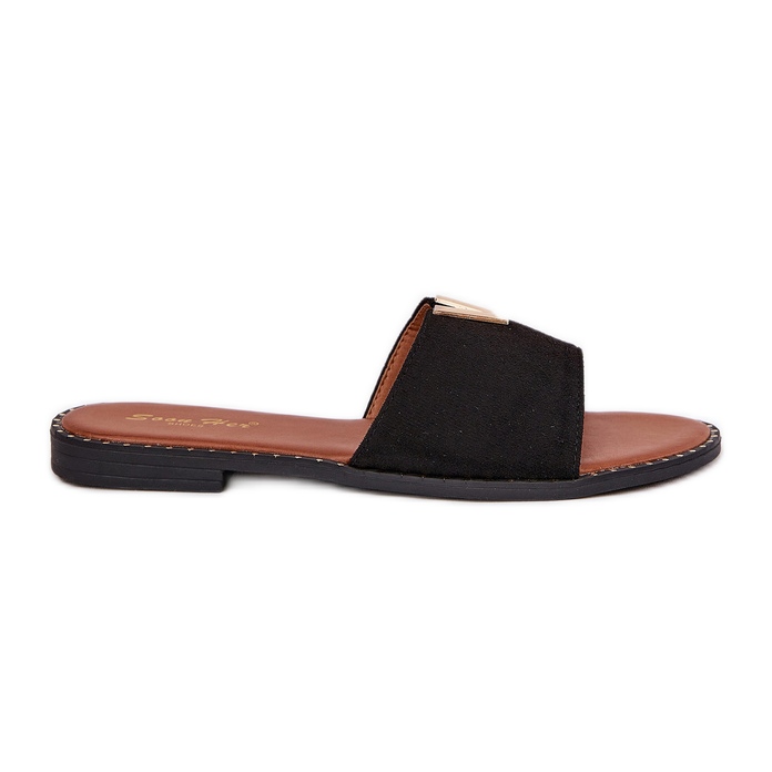Flip -flop -uri pentru femei cu flatale cu detalii decorative negre negru
