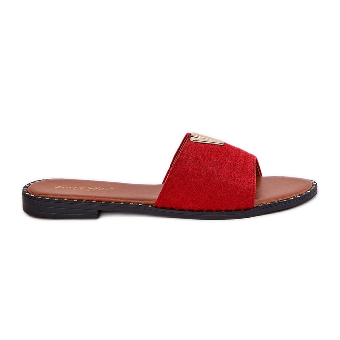 Flip -flop -uri pentru femei cu flatale cu detalii roșii decorative roșu