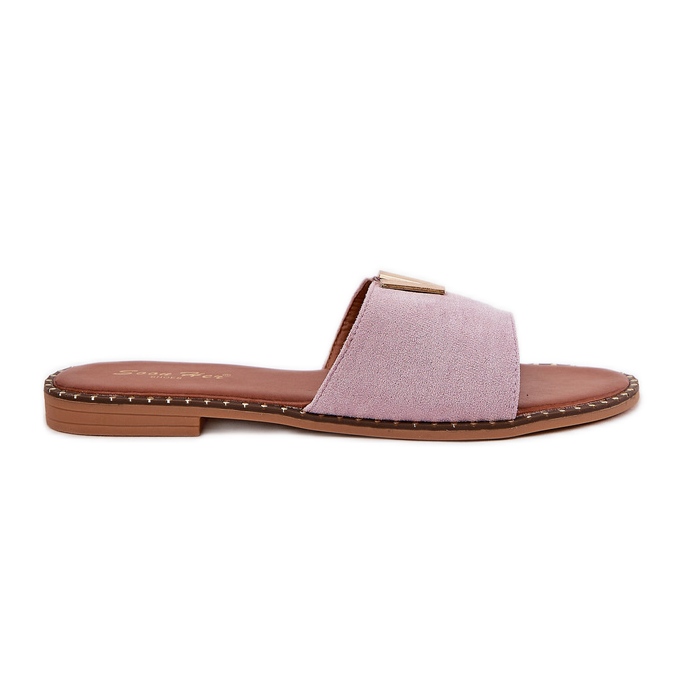Flip -flop -uri pentru femei cu flatale cu detalii purpurii decorative violet Flip -flop -uri pentru femei cu flatale cu detalii purpurii decorative violet