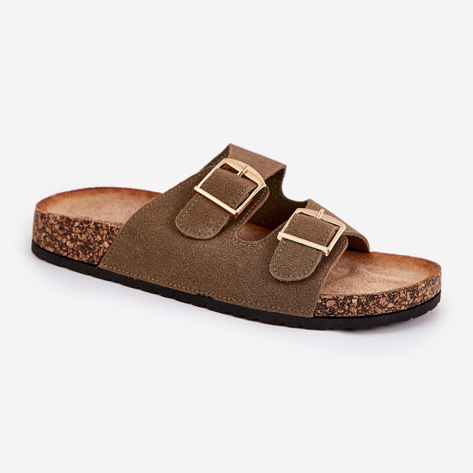 Flip -flops pentru femei pe o platformă de plută cu catarame de aur verzi verde Flip -flops pentru femei pe o platformă de plută cu catarame de aur verzi verde