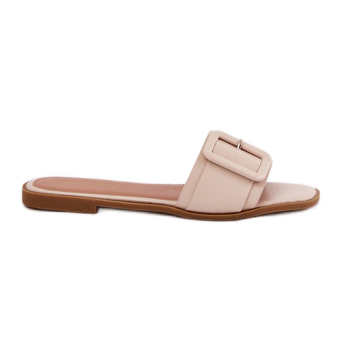 Rezumate plate pentru femei din piele eco cu cataramă bej