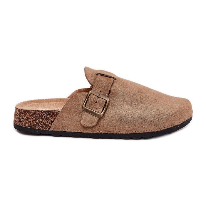 Papuci înfundate pentru femei pe platformă cu catarama Kaki bej Papuci înfundate pentru femei pe platformă cu catarama Kaki bej