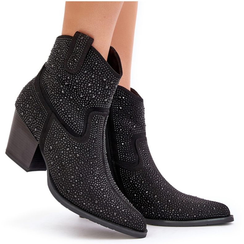 Cizme pentru femei decorate cu tocuri înalte cu instrumente în Spitz S.Barski Hy42-121 Negru