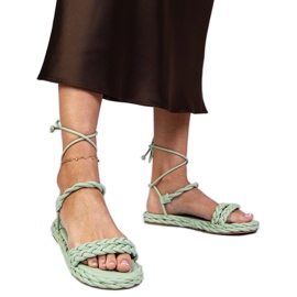 Sandale verzi pentru femei împletite verde