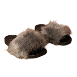 Flip -flops pentru copii gri cu blană Flip -flops pentru copii gri cu blană