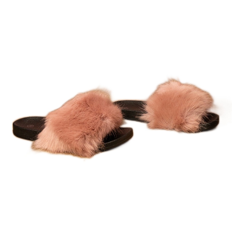 Flip -flops roz pentru copii cu blană