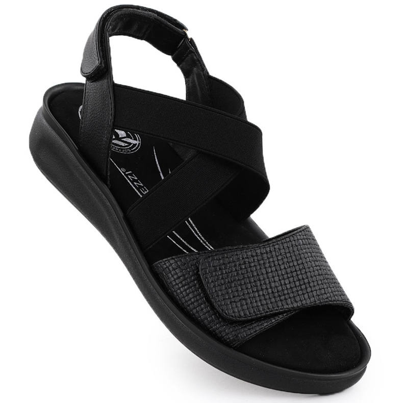 Sandale confortabile pentru femei pentru Velcro Black Jezzi 24142 negru