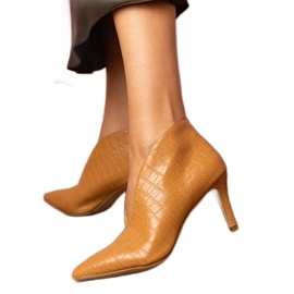 Botine elegante maro cu toc inalt