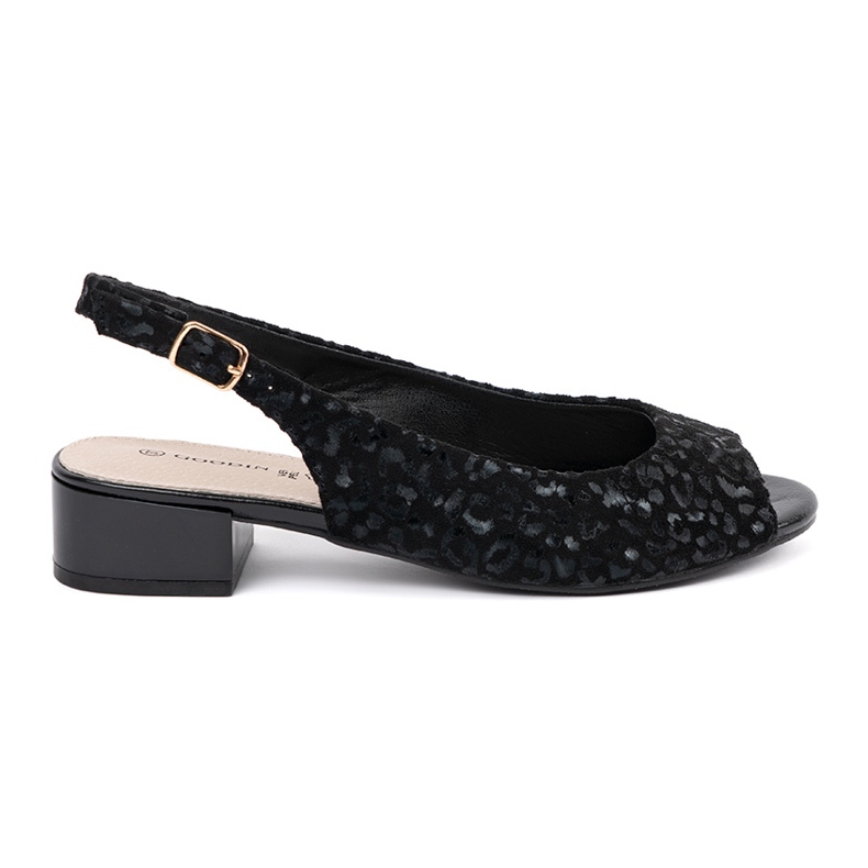 Goodin Sandale negre cu lac de leopard cu imprimeu leopard negru Goodin Sandale negre cu lac de leopard cu imprimeu leopard negru