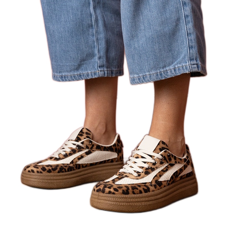 Adidași leopard adidași pe o talpă groasă maro