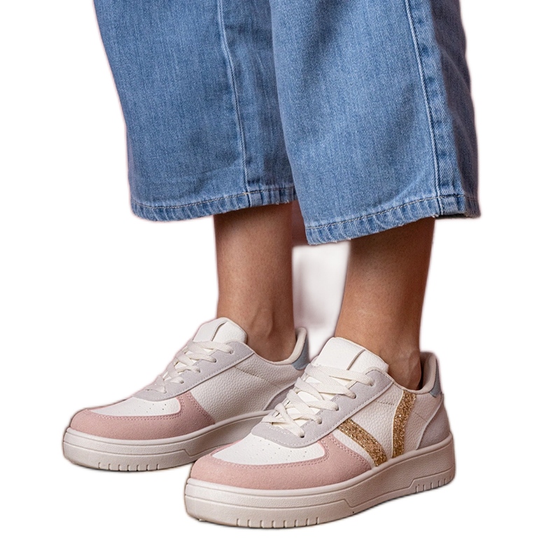 Adidași cu adidași multicolori decorați cu sclipici alb Adidași cu adidași multicolori decorați cu sclipici alb