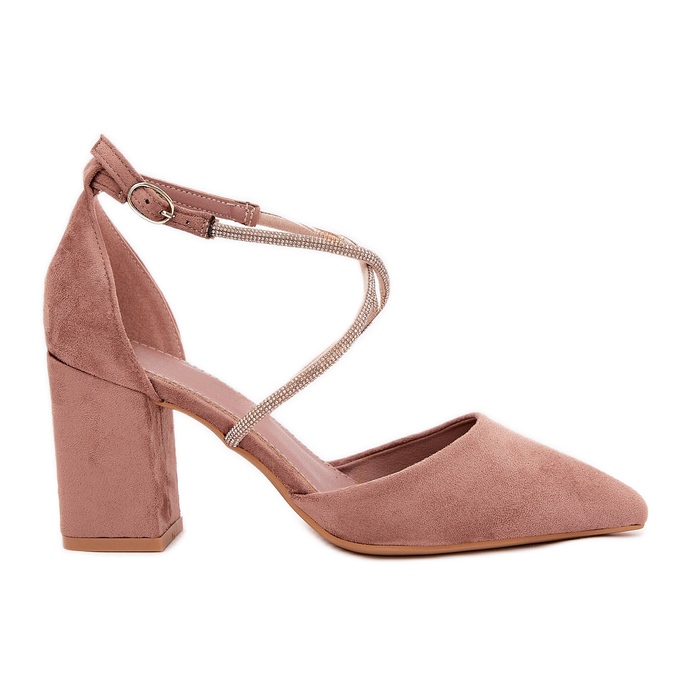 Pompe cu degetele de la picioare și dungi decorate pe postul cu dimensiuni întunecate bej Pompe cu degetele de la picioare și dungi decorate pe postul cu dimensiuni întunecate bej