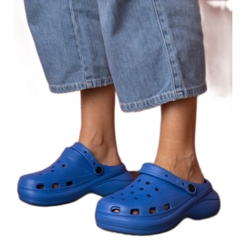 Blue Built -up Flip Flops pe platformă albastru Blue Built -up Flip Flops pe platformă albastru