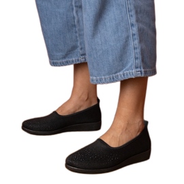 Adidași de femei negre cu zirconi negru