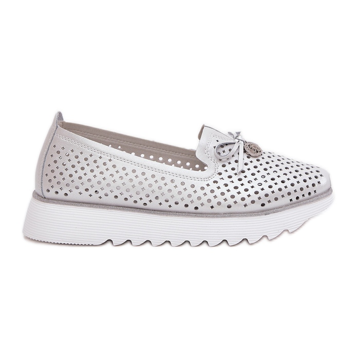 S.Barski Pantofi pentru femei Openwork din piele din piele naturală LR51-631 Silver argint
