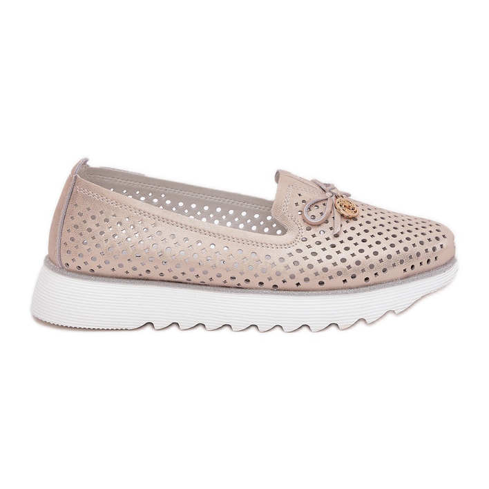 S.Barski Pantofi pentru femei Openwork din piele din piele naturală LR51-631 PLN de aur