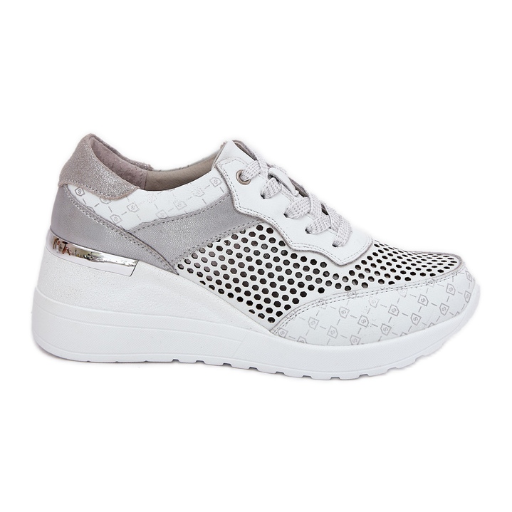 Pantofi sporturi deschise din piele Adidași pe Wedge S.Barski LR51-641 White alb