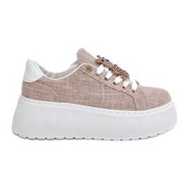 Adidași pe platformă cu un pini S.Barski BF51-014 Beige bej