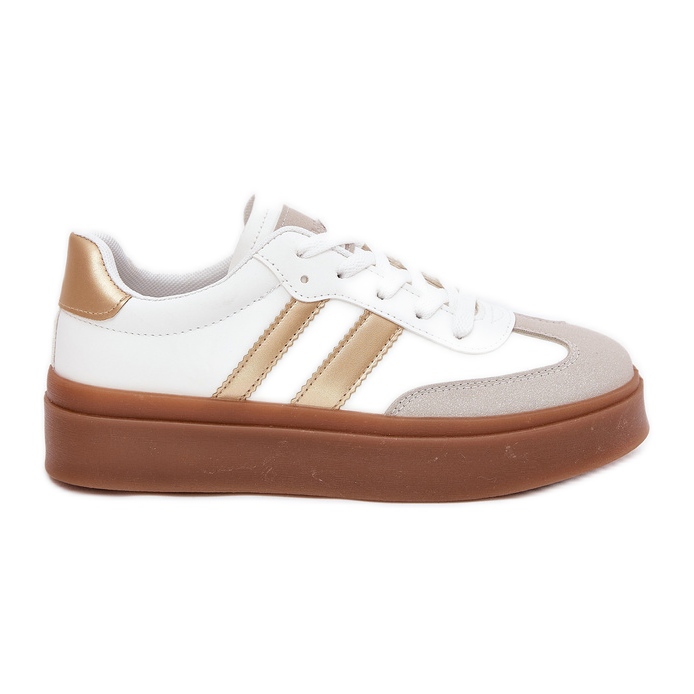 Evento Adidași pentru femei pe platformă cu piele eco și aur alb