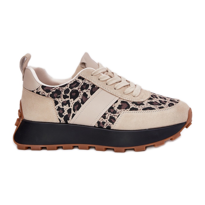 Adidași de căprioară pentru femei pe platforma Leopard Vinceza 66793 Beige bej