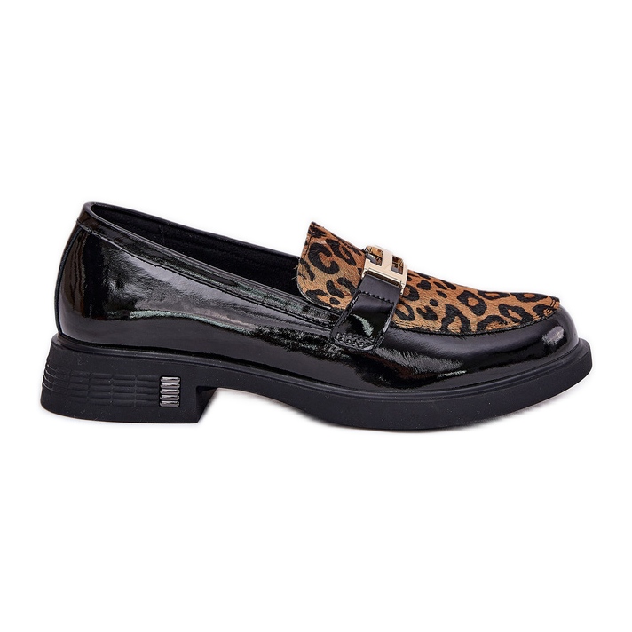 Mocasini lăcuiți din piele leopard Vinceza 66790 Negru