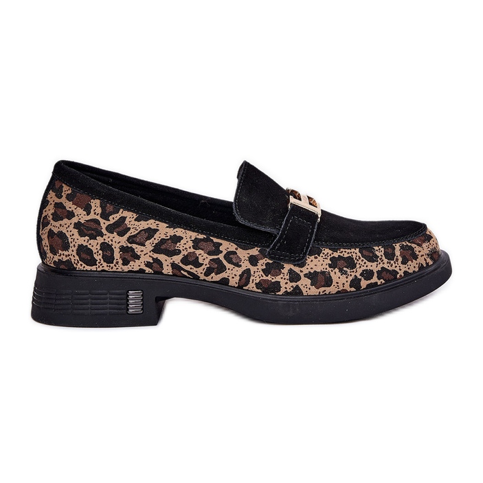 Suede Mocasins Vinceza Femei 66791 Black Leopard Print negru