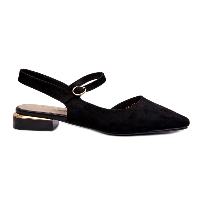 Balerini de damă cu tocuri joase cu tocuri deschise Sergio Leone SK831 negru