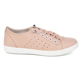 Vriston Pantofi pentru piele pentru femei 081 POWDER PINK roz Vriston Pantofi pentru piele pentru femei 081 POWDER PINK roz