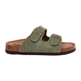 Big Star FLIP -uri pentru femei din piele de căprioară cu Star Big RR274A393 Cleme verzi verde