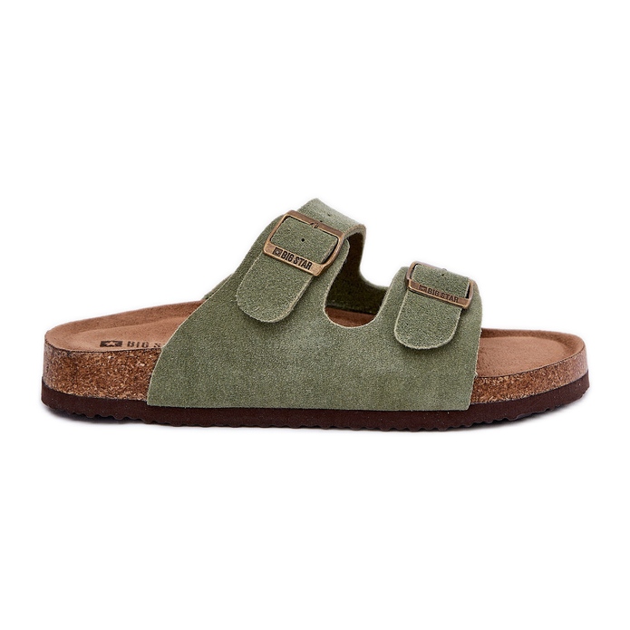 Big Star FLIP -uri pentru femei din piele de căprioară cu Star Big RR274A393 Cleme verzi verde